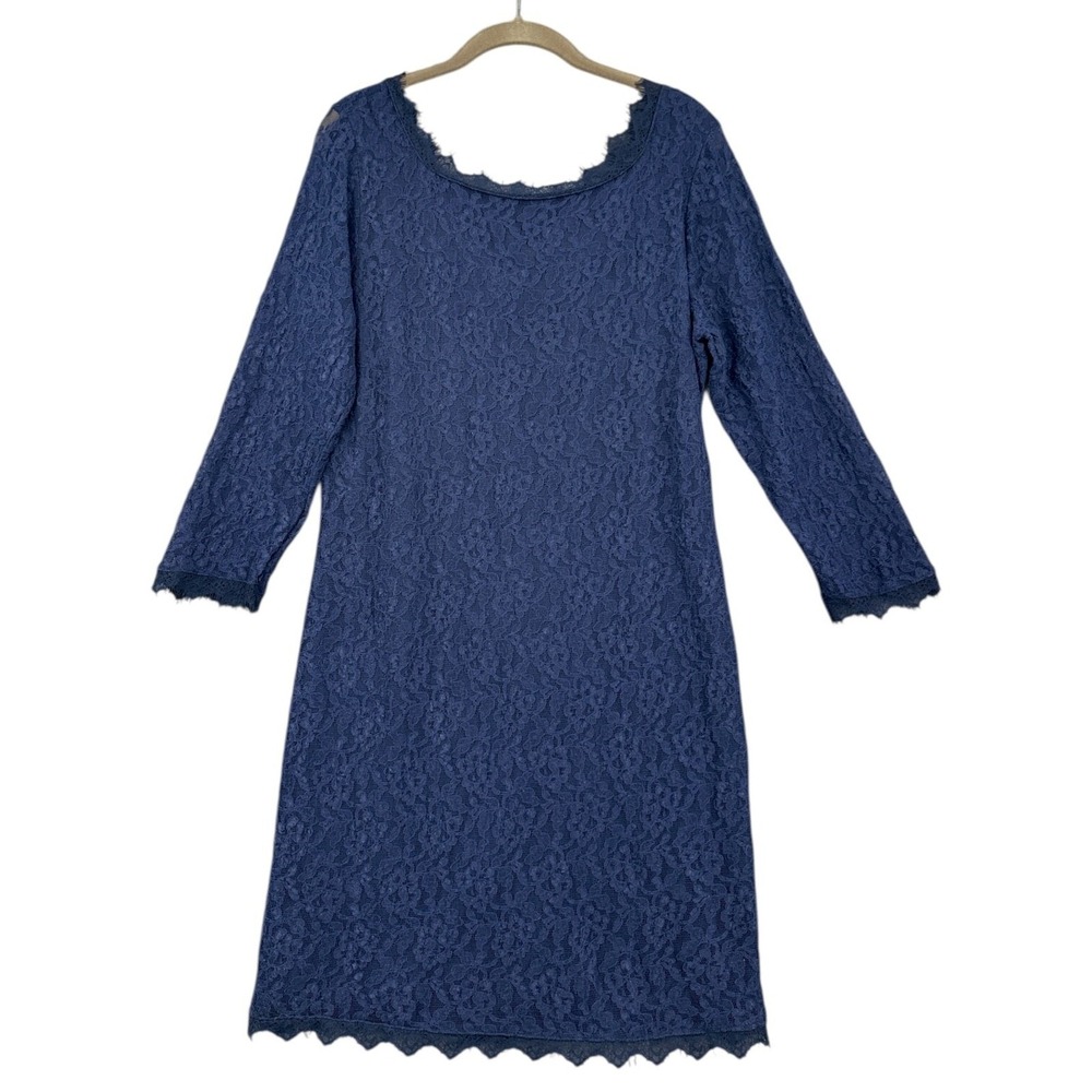 Venus Lace Sheath Dress Women XL Nylon Rayon Navy Blue